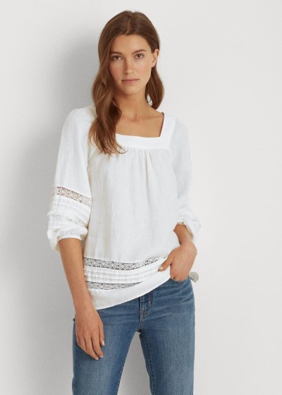 Women's Ralph Lauren Linen Balloon-Sleeve Tops | 182597DZL